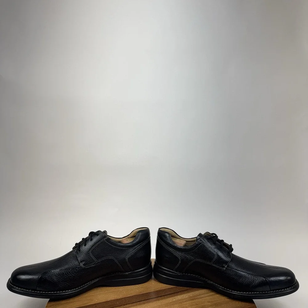 Mens Johnston & Murphy Shuler Bicycle Black Leather Dress Shoes Oxfords Size 14